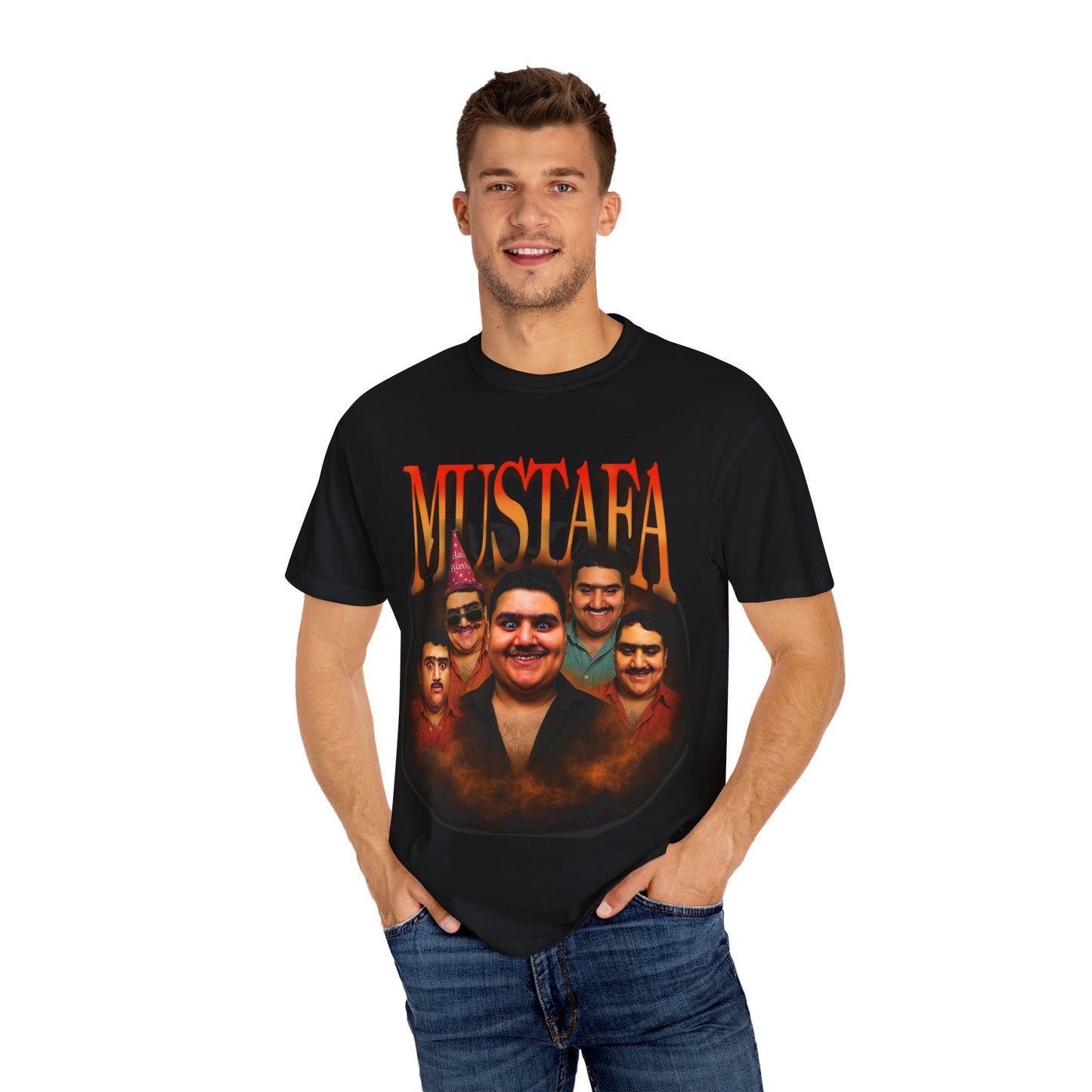 Retro Graphic Tee for Mustafa Fans | Unisex Garment-Dyed T-Shirt, Vintage Style, Gift for Him, Casual Wear, Nostalgic Apparel