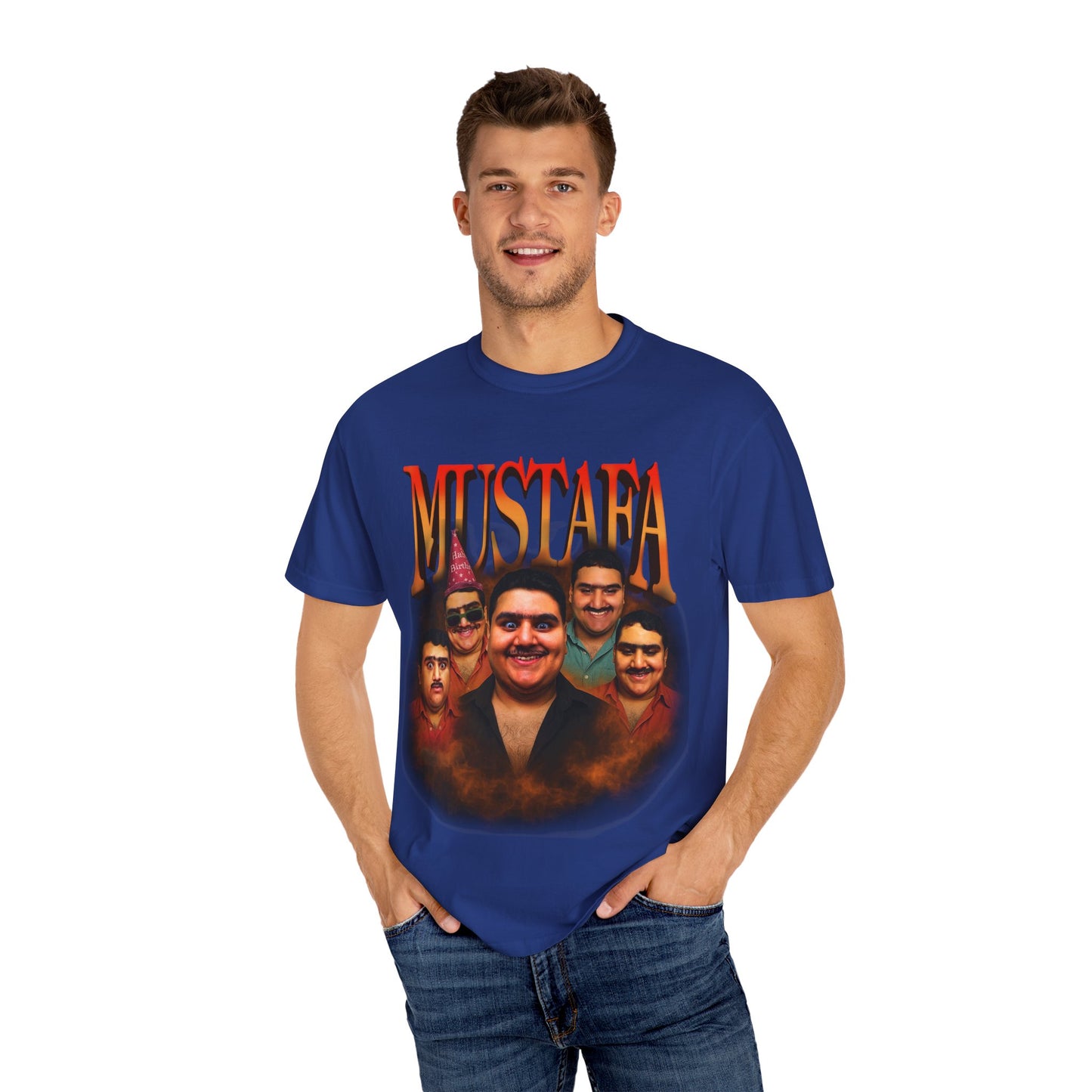 Retro Graphic Tee for Mustafa Fans | Unisex Garment-Dyed T-Shirt, Vintage Style, Gift for Him, Casual Wear, Nostalgic Apparel