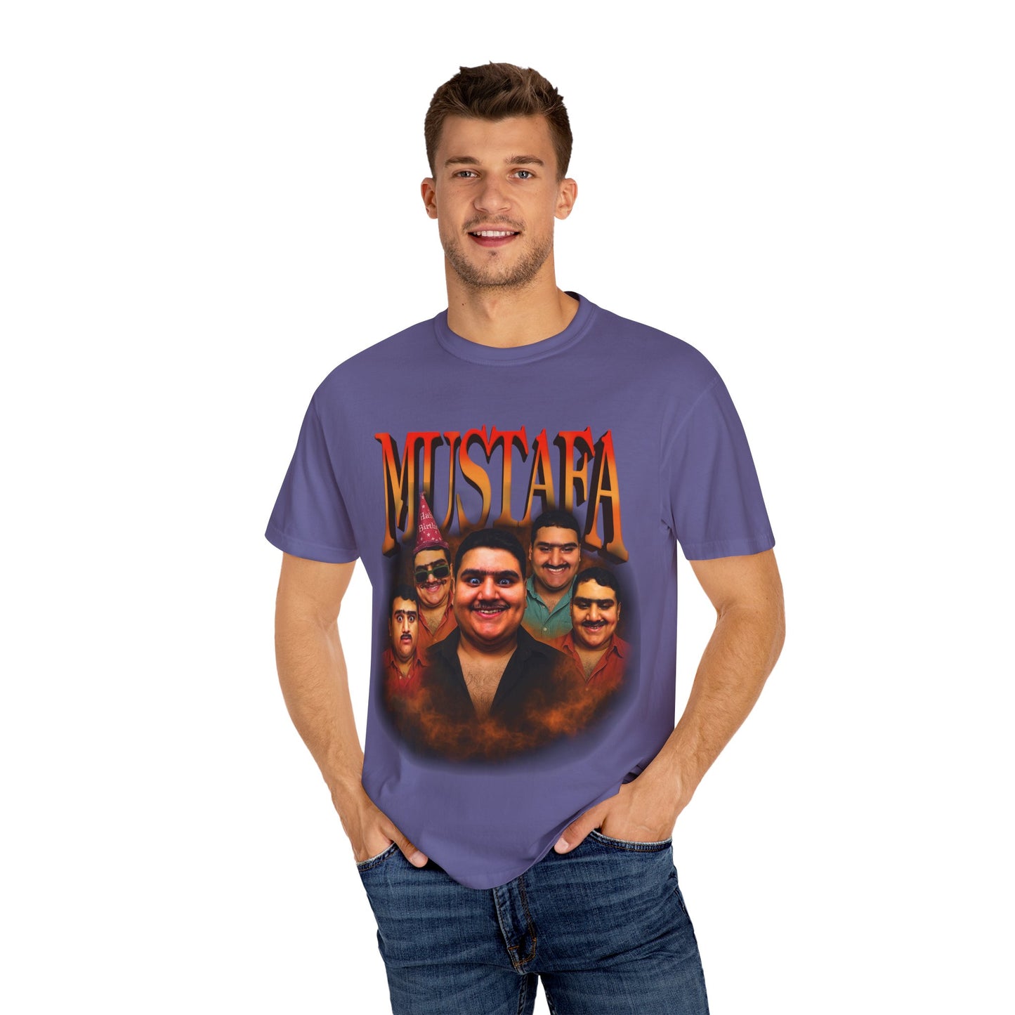 Retro Graphic Tee for Mustafa Fans | Unisex Garment-Dyed T-Shirt, Vintage Style, Gift for Him, Casual Wear, Nostalgic Apparel