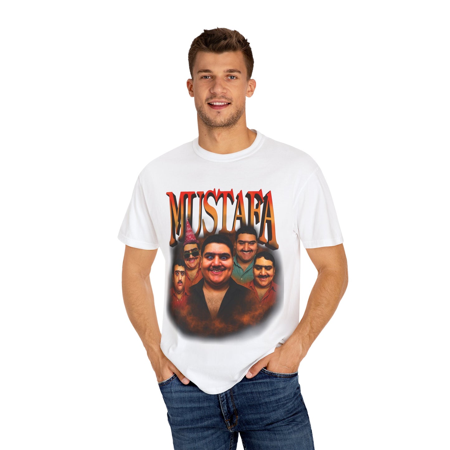 Retro Graphic Tee for Mustafa Fans | Unisex Garment-Dyed T-Shirt, Vintage Style, Gift for Him, Casual Wear, Nostalgic Apparel