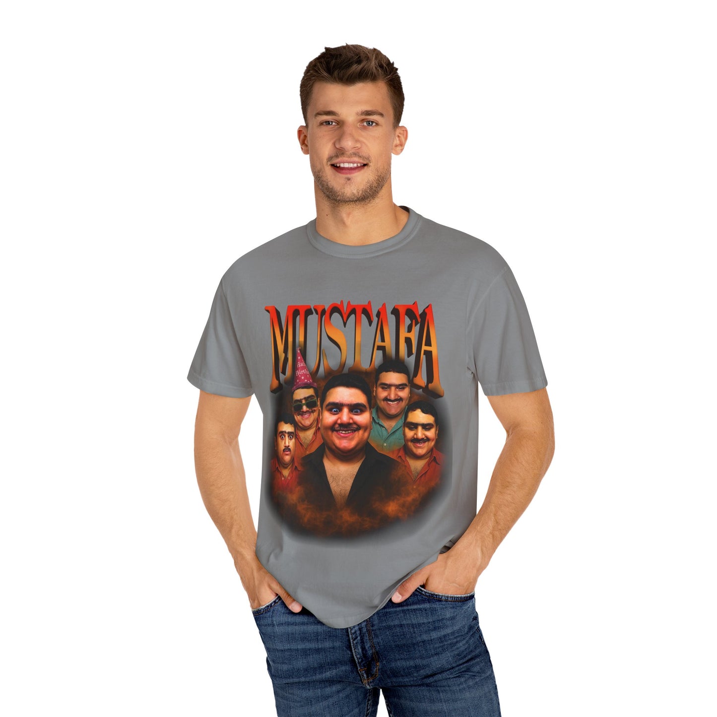 Retro Graphic Tee for Mustafa Fans | Unisex Garment-Dyed T-Shirt, Vintage Style, Gift for Him, Casual Wear, Nostalgic Apparel