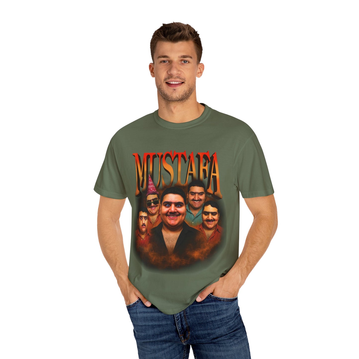 Retro Graphic Tee for Mustafa Fans | Unisex Garment-Dyed T-Shirt, Vintage Style, Gift for Him, Casual Wear, Nostalgic Apparel