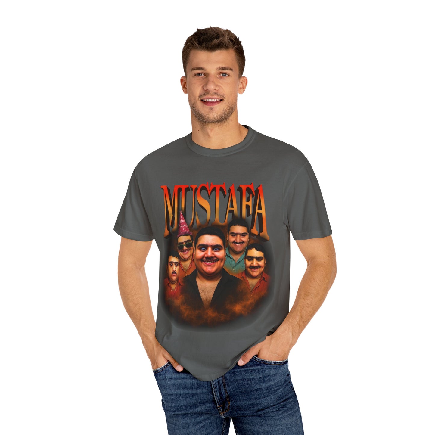 Retro Graphic Tee for Mustafa Fans | Unisex Garment-Dyed T-Shirt, Vintage Style, Gift for Him, Casual Wear, Nostalgic Apparel
