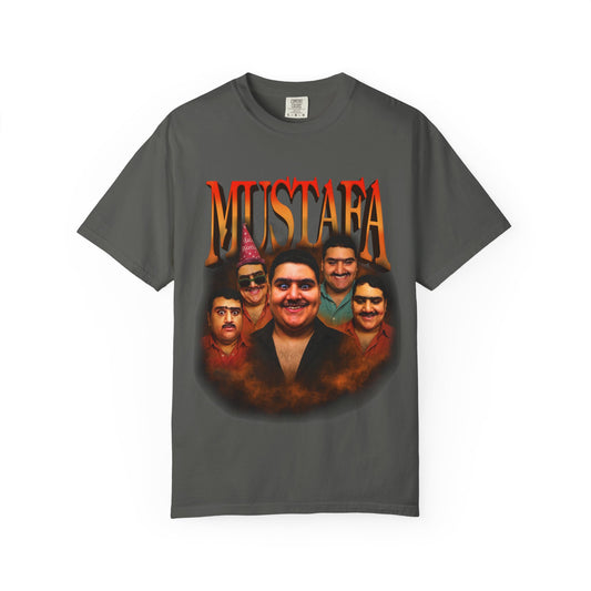 Retro Graphic Tee for Mustafa Fans | Unisex Garment-Dyed T-Shirt, Vintage Style, Gift for Him, Casual Wear, Nostalgic Apparel
