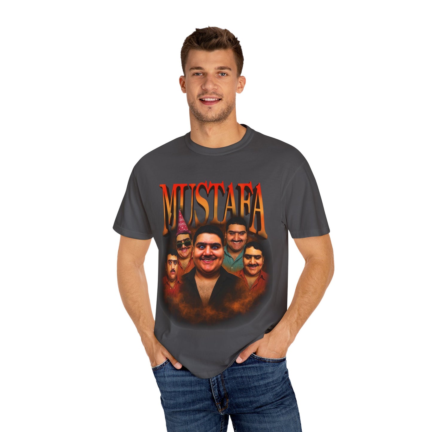 Retro Graphic Tee for Mustafa Fans | Unisex Garment-Dyed T-Shirt, Vintage Style, Gift for Him, Casual Wear, Nostalgic Apparel